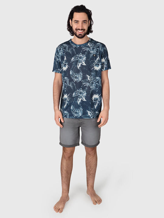 Heliconao Herrenblusen Kurzarm T-Shirts Blau