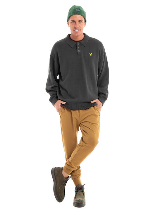 Lyle and Scott Men's Long Sleeve Sweater Polo Gray