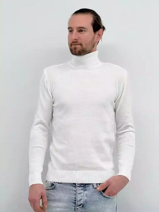 RIVA Men's Long Sleeve Sweater Turtleneck White