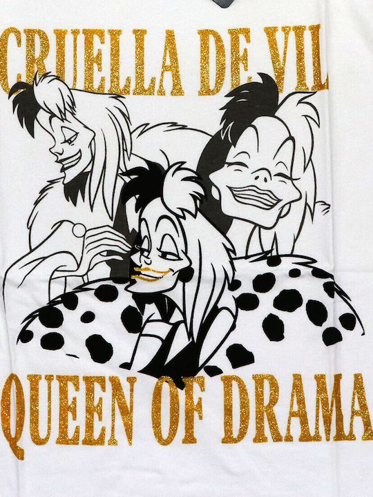 Disney Cruella De Vil T-shirt White Cotton