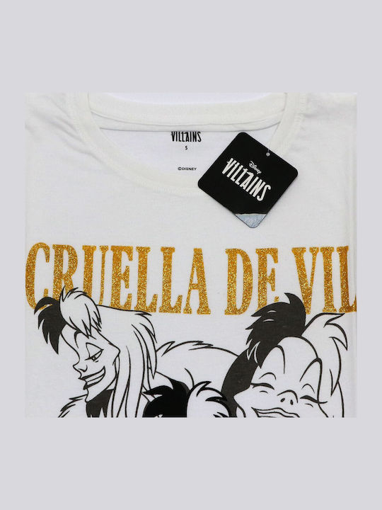 Disney Cruella De Vil T-shirt White Cotton