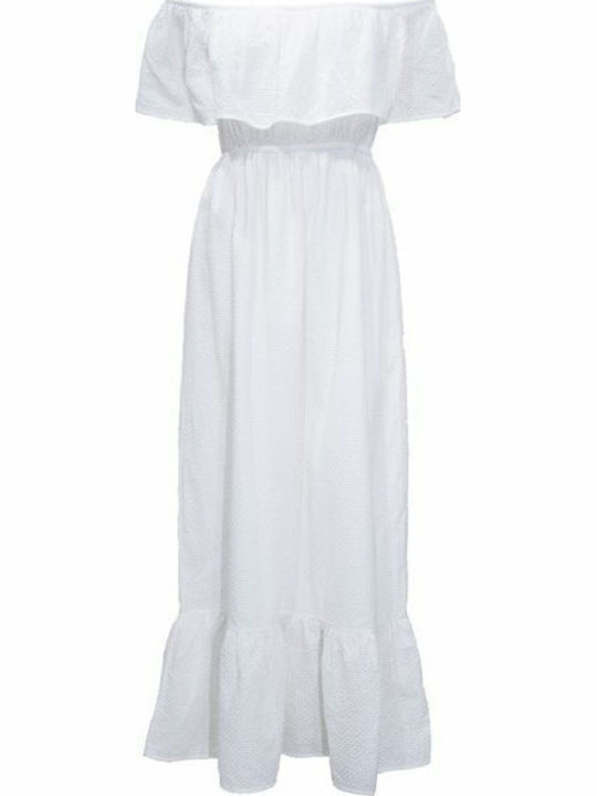 Sommer Maxi Kleid mit Rüschen Weiß