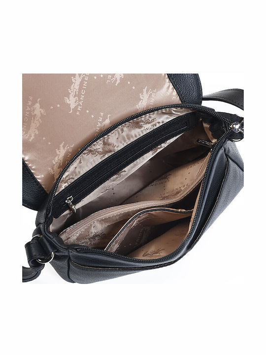 Leder Damen Schultertasche Schwarz