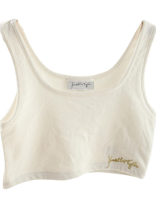 Γυναικείο Καλοκαιρινό Crop Top Βαμβακερό Αμάνικο Λευκό