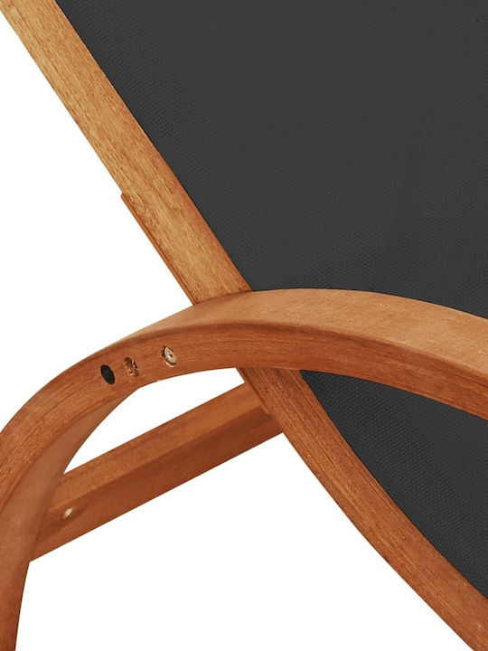 Deckchair Wooden with Cushion Gray 182.5x74x90cm.