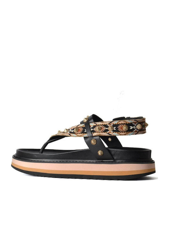 Uno Aztec Women's Flat Sandals Black