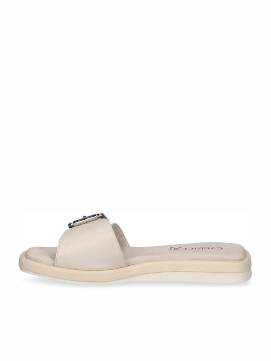 Caprice Leather Women's Flat Sandals in White Color