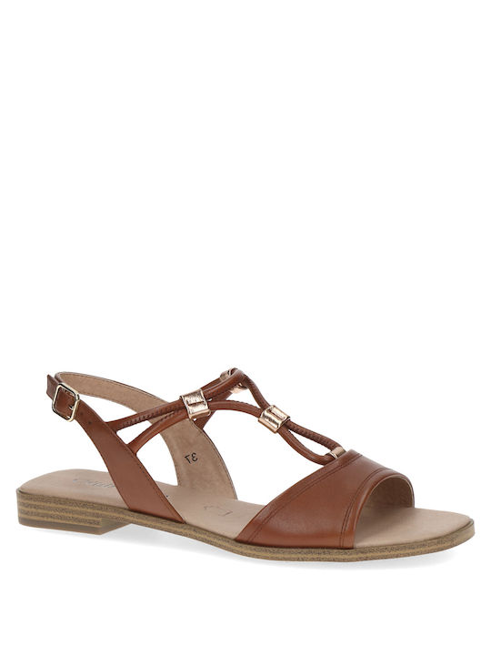 Caprice Damen Flache Sandalen in Tabac Braun Farbe