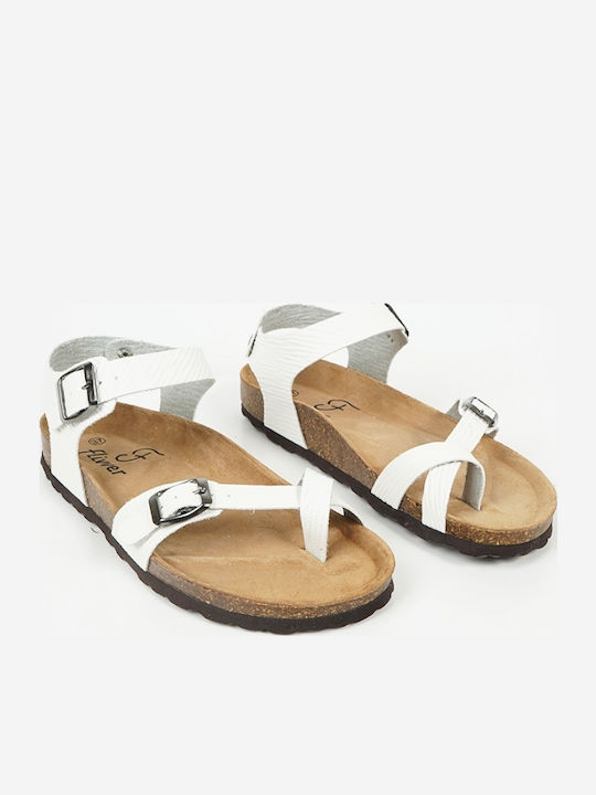 Δερμάτινα Γυναικεία Σανδάλια Λευκά
