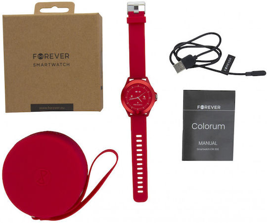 Forever Colorum CW-300 43mm Smartwatch με Παλμογράφο (Magenta)