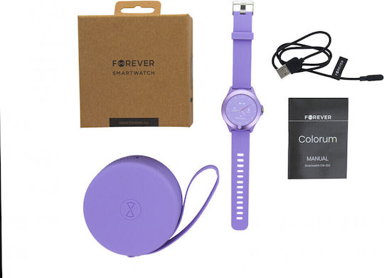 Forever Forever Colorum CW-300 43mm Smartwatch with Heart Rate Monitor (Purple)