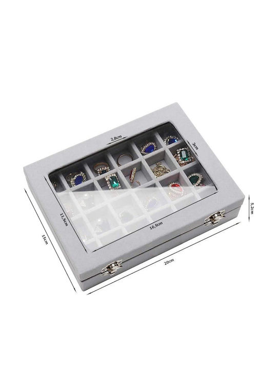 Velvet Gray Jewellery Box 20x15x5.2cm