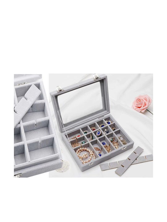 Velvet Grey Jewellery Box 20x15x5.2cm Velvet Grey Jewellery Box 20x15x5.2cm