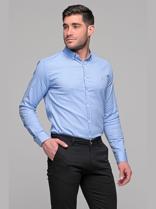 Harmony Long-sleeved Cotton Shirt Light Blue