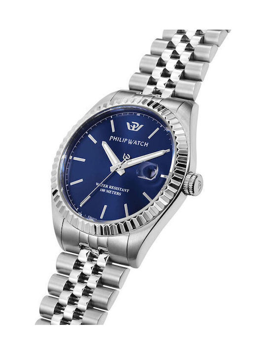 Philip Watch Γυναικείο Ρολόι 41mm Μπαταρίας με Ασημί Μεταλλικό Μπρασελέ