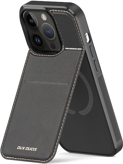 Dux Ducis RFID Blocking Umschlag Rückseite Synthetisches Leder / Silikon mit Kartenhalter Schwarz (iPhone 14 Pro)