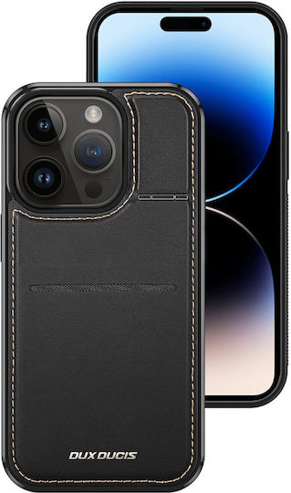 Dux Ducis RFID Blocking Umschlag Rückseite Synthetisches Leder / Silikon mit Kartenhalter Schwarz (iPhone 14 Pro Max)
