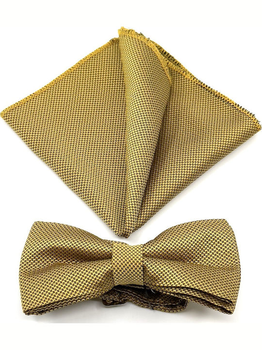 Legend Accessories Set Papion din material textil cu batista Auriu