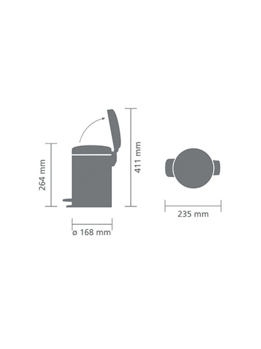 Brabantia Inox Bathroom Basket Soft Close 3lt Gray