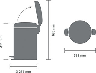 Brabantia NewIcon Πλαστικό Καλαθάκι Μπάνιου 12lt Γκρι