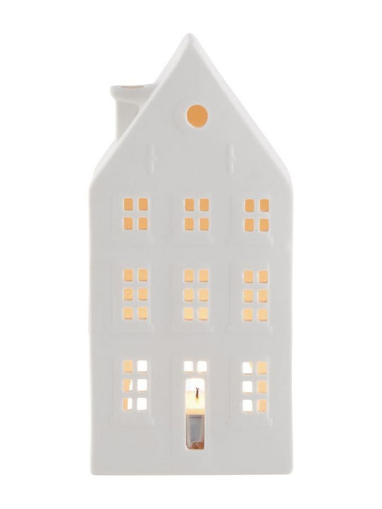 Butlers Amsterdam Kerzenhalter geeignet für Teelichter Keramik in Weiß Farbe 8x5x18.5cm 1Stück