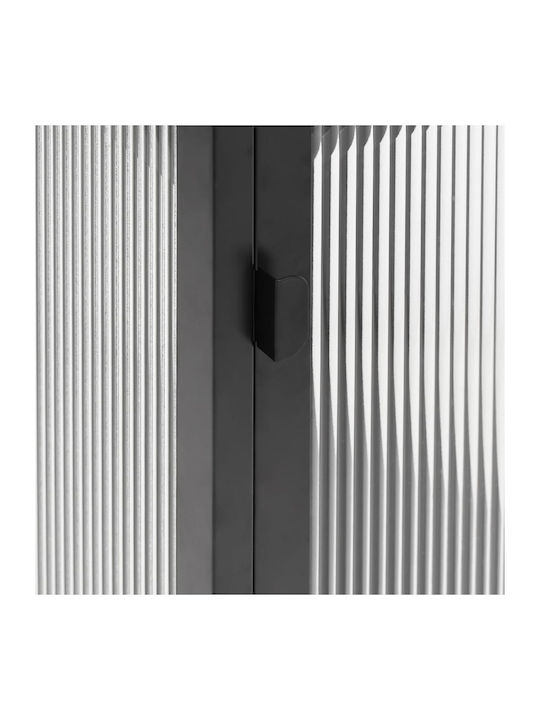 Bufet din Metal & Sticlă Negru 105x35x70cm