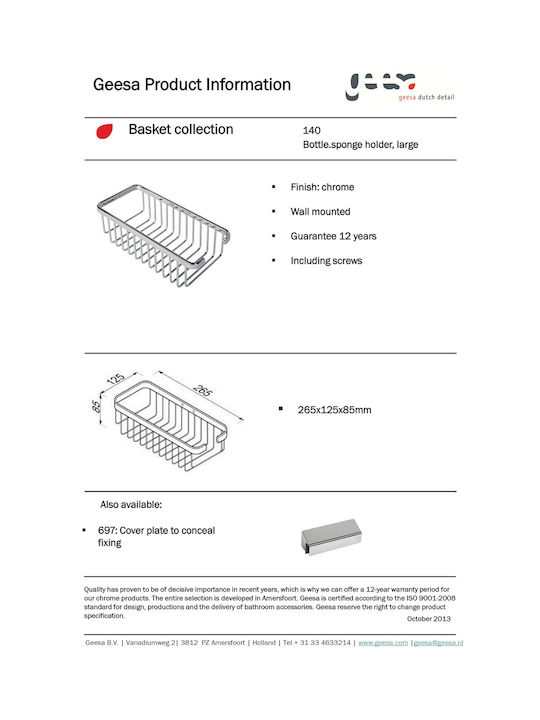 Geesa Wandmontiert Schwamm-Halter Metallisch Silber