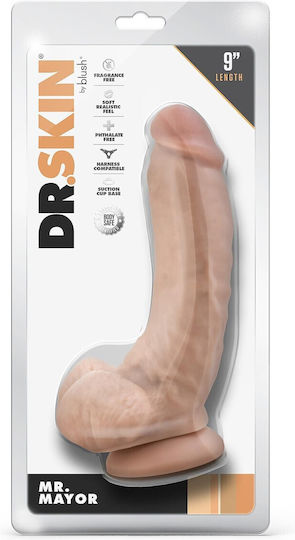 Dr. Skin Mr. Mayor Glass Dildo with Balls and Suction Cup Flesh 23cm