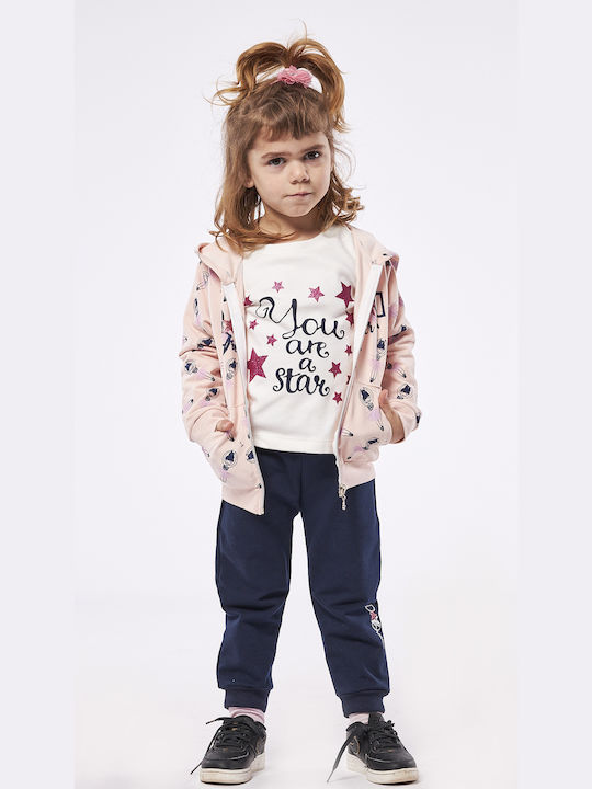 Εβίτα Kids Sweatpants Set Pink 3pcs