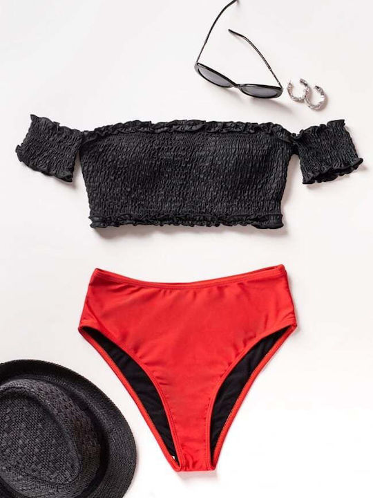 Set Bikini Sport-BH mit Abnehmbarer Verstärkung Hohe Taille