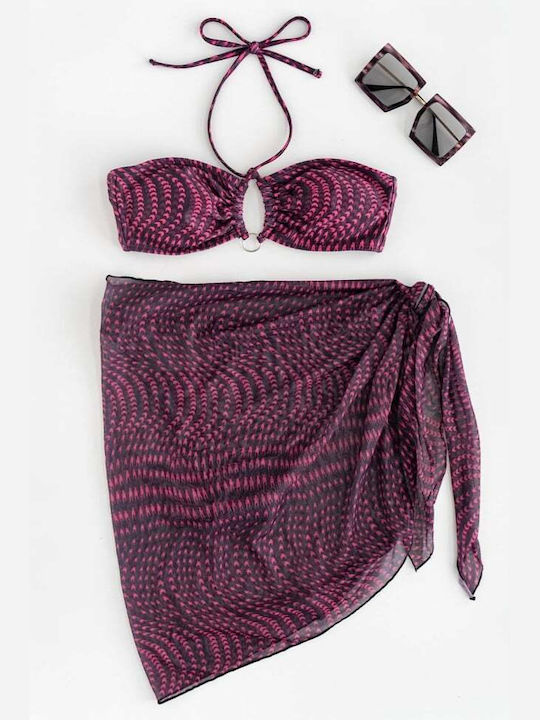 Set Bikini Set De Bikini Cu Burete Detașabil Fuchsia
