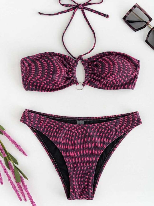 Set Bikini Set De Bikini Cu Burete Detașabil Fuchsia