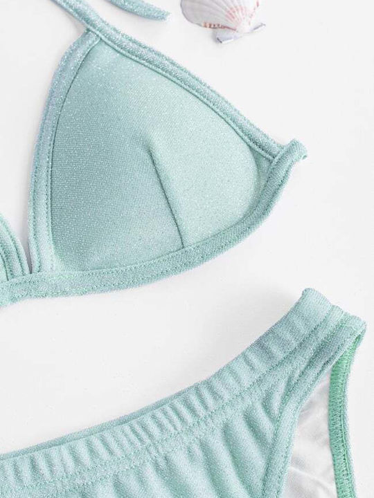 Set Bikini Triangle with Removable Padding High Waist Turquoise