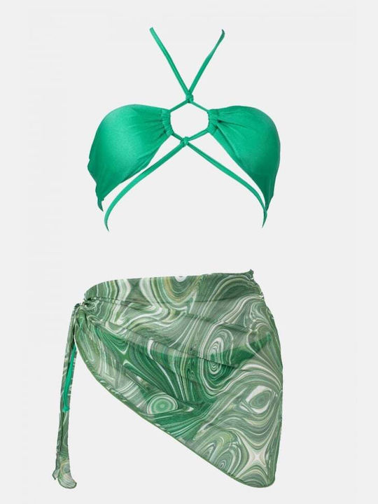 Set Bikini 3 Stücke mit Abnehmbare Verstärkung Grün