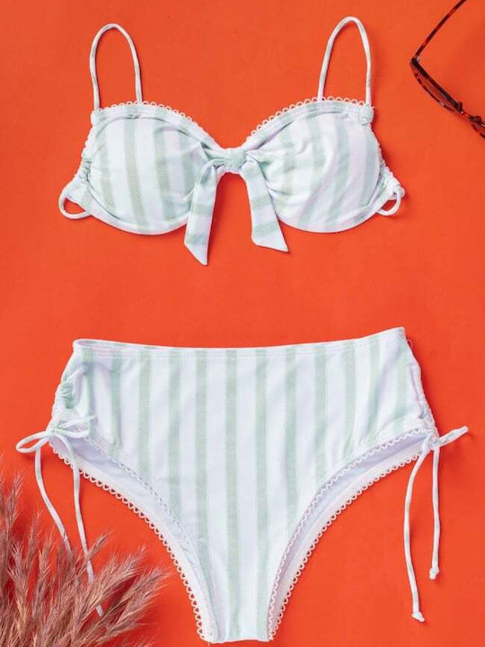 Decoro Bikini-Set mit Verstärkung Hohe Taille Gestreift Mehrfarbig