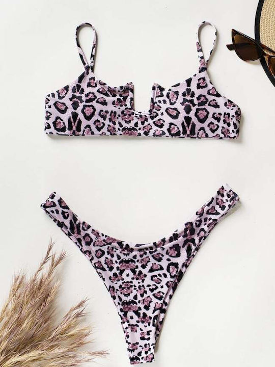 Set Bikini cu Burete Detașabil Brazilia Animal Print