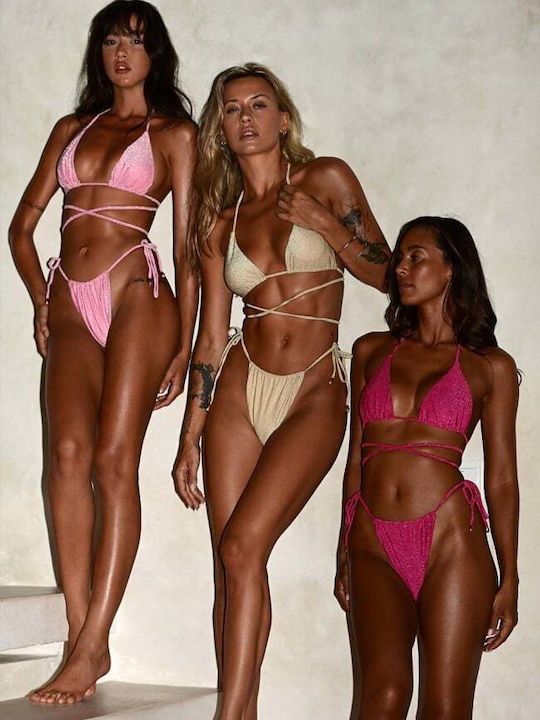 Bikini Set Triangle Top & Brazil High Waist Beige