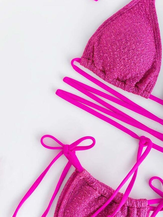 Set Bikini Triunghi Cu Burete Detașabil Fuchsia