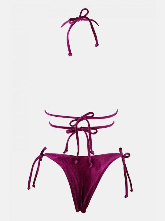 Set Bikini Dreieck mit Abnehmbarer Verstärkung & Brazil Lila