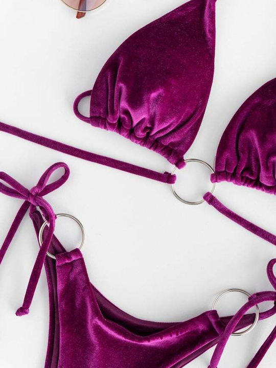 Set Bikini Dreieck mit Abnehmbarer Verstärkung & Brazil Lila