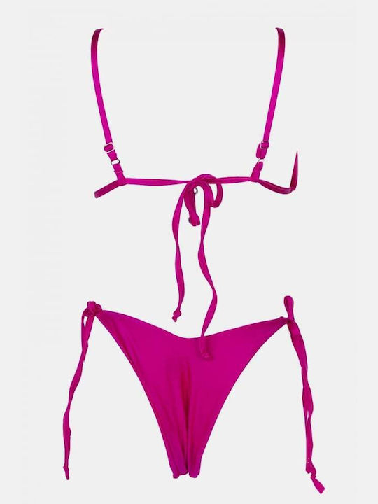 Set Bikini Τριγωνάκι & Brazil Ψηλόμεσο Φούξια
