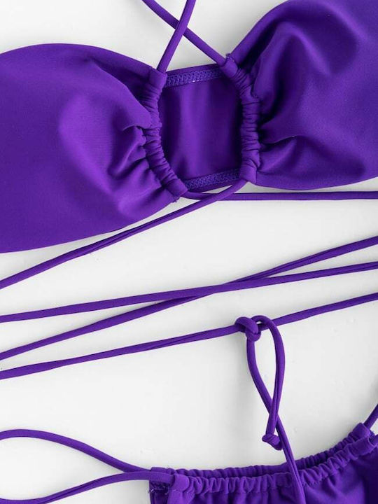 Set Bikini Triunghi & Brazilia Talie Înaltă Violet