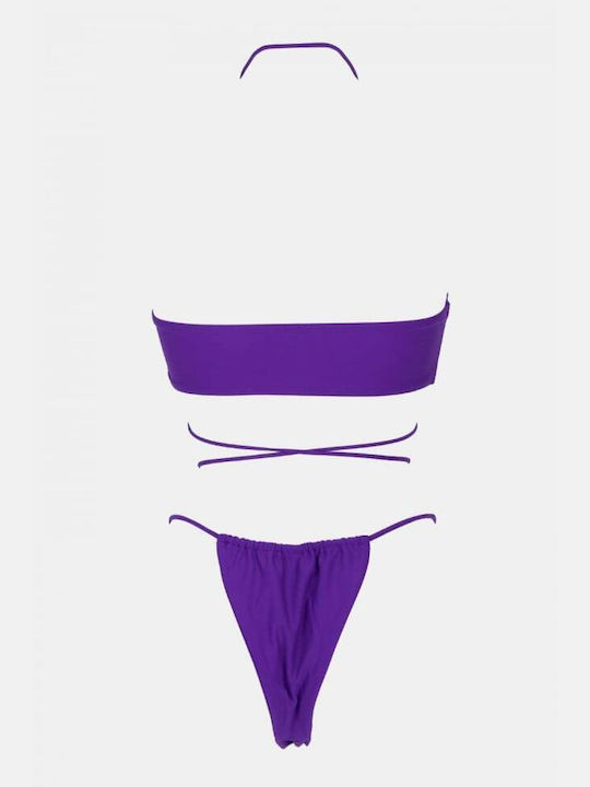 Set Bikini Triunghi & Brazilia Talie Înaltă Violet
