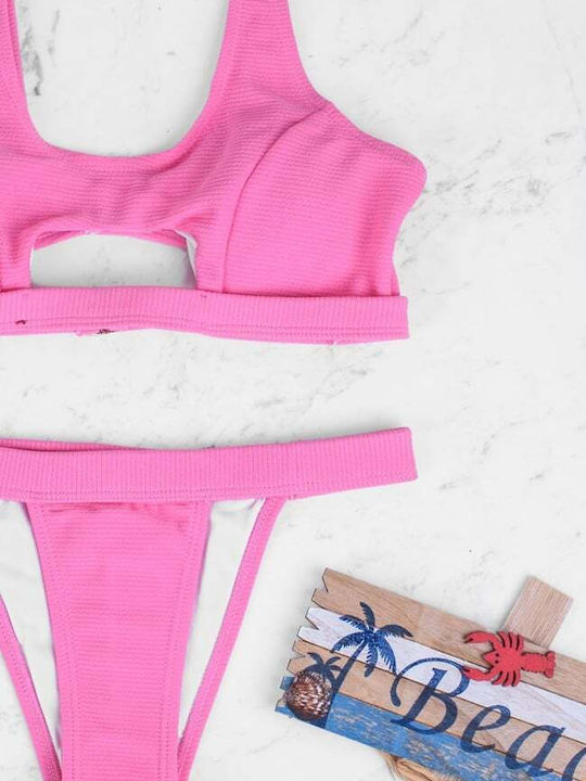 Set Bikini Sutien Sport cu Burete Detașabil & Brazilia Roz