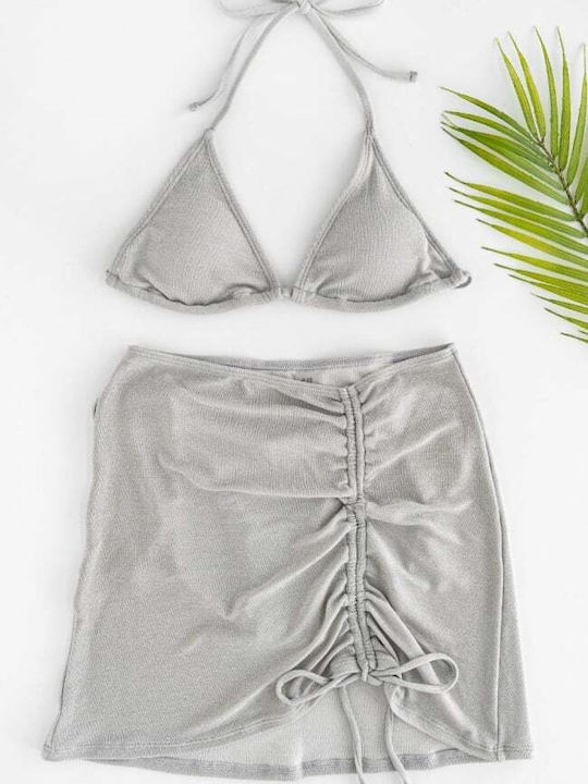 Set Bikini 3 Stücke Dreieck Silber