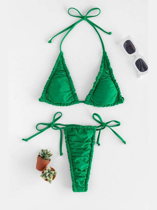 Set Bikini Τριγωνάκι με Αφαιρούμενη Ενίσχυση & String Πράσινο