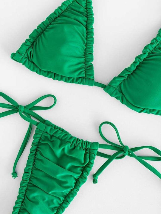Set Bikini Τριγωνάκι με Αφαιρούμενη Ενίσχυση & String Πράσινο