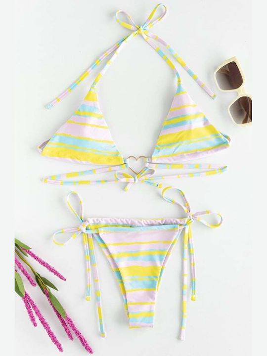 Set Bikini Τριγωνάκι με Αφαιρούμενη Ενίσχυση & Brazil Ριγέ