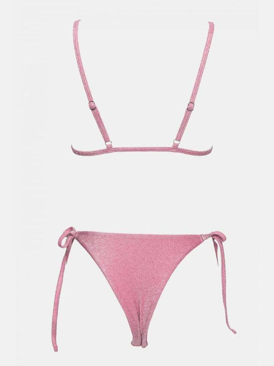 Set Bikini Triangle with Removable Padding and Brazil Bottom Pink