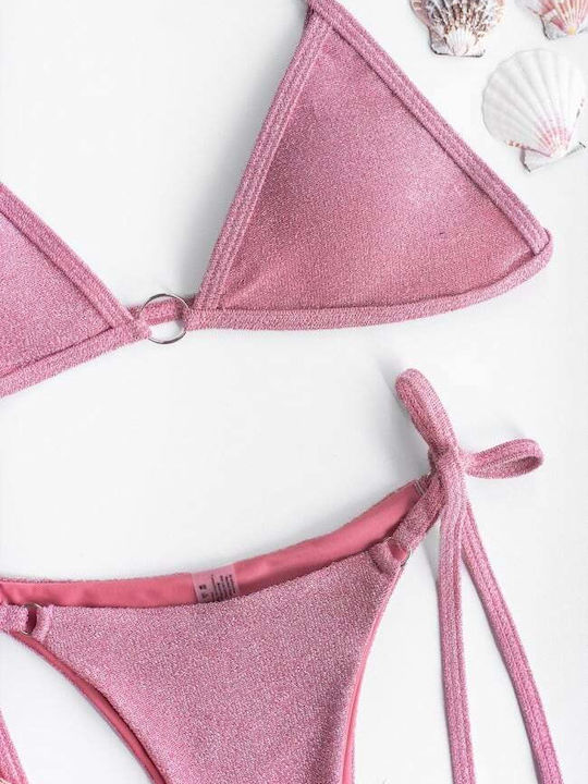 Set Bikini Triangle with Removable Padding and Brazil Bottom Pink